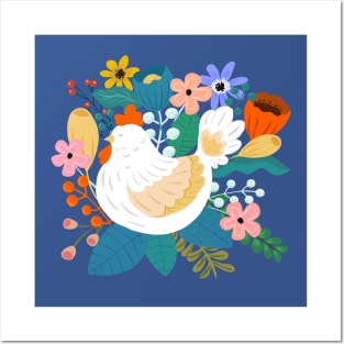 A Cheerful Chicken In A Sunny Garden Posters and Art